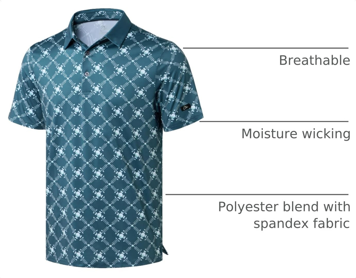 Obla Men's Print Golf Polo Shirts (Golf Checker Board_XXL)