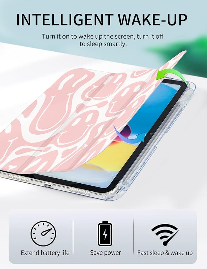 Case for iPad A16 11th/10th Generation 2025/2022 10.9 Inch Slim Trifold 10th Clear Back Transparent Cover with Pencil Holder &amp Auto Sleep/Wake Cover