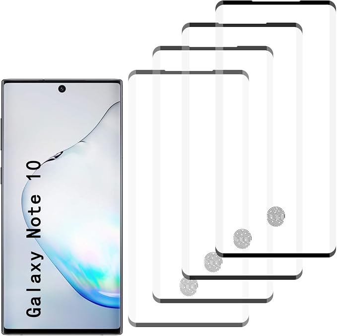 [4 Pack] Tempered Glass Screen Protector for Samsung Galaxy Note 10 | Tempered Glass Scratch Resistant Easy-Install Bubble Free Anti-Fingerprint