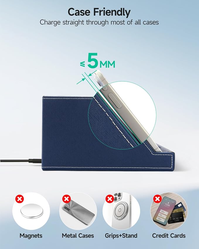 Fast Wireless Charging Station with Desk Organizer for iPhone 17/16/15/15 Pro/14/14 Pro Max/14 Pro/14 Plus/13/13 Pro Max/13 Pro/and iPhone 12/11 Series Nightstand Desktop Organizer for Home Office