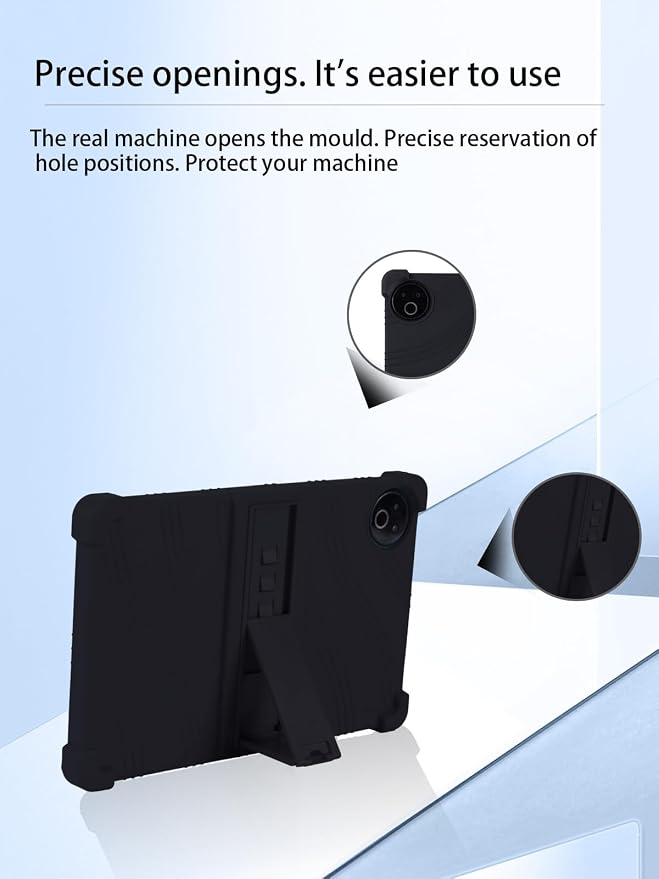 for Evermyth 10 Inch Android 15 OS GMS Certified Tablets CaseUYRUREL Soft Silicone Adjustable Stand Cover Lightweight Kids FriendlyBlack.