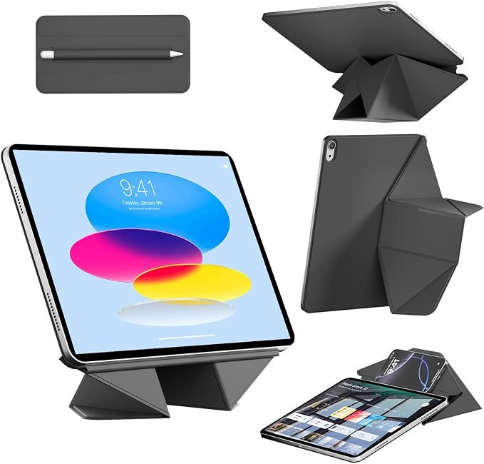 Dynamic Folio Magnetic Case for iPad A16 11th/10th Gen 11/10.9 inch | Removable Cover with 20+ Multi-Angle Stand Strong Attachment| Detachable Clasp| Ultra Thin| Auto Wake/Sleep Black