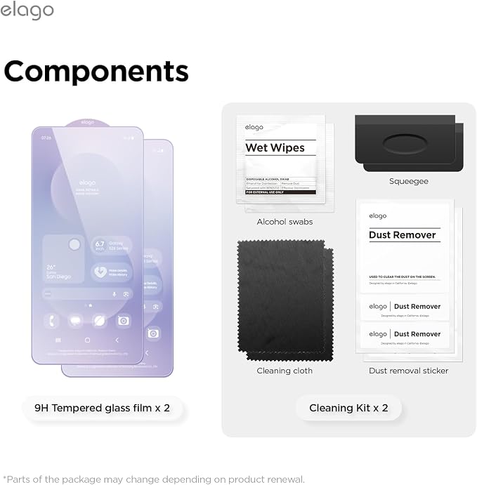 elago Tempered Glass+ Screen Protector for Samsung Galaxy S26 | Case Friendly 9H Surface Hardness Anti-Fingerprint Shatter-Proof Scratch Protection Bubble-Free