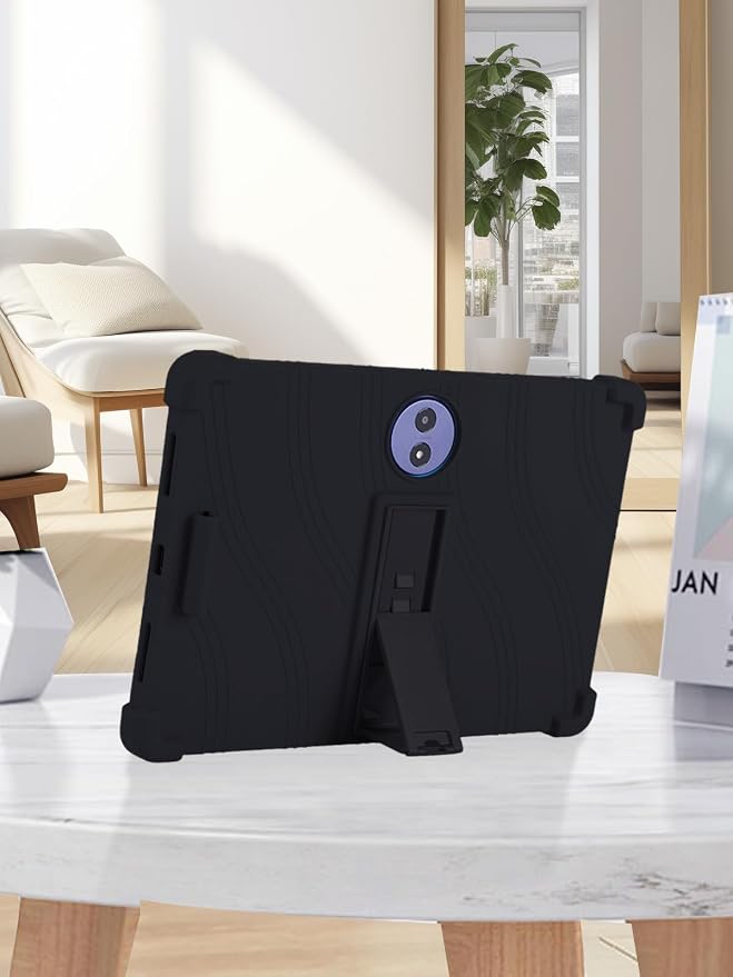 for TCL TAB A1 Plus 12.2 Inch Tablet CaseBOVUGAC Adjustable Stand Shockproof Easy Installation Slim and Lightweight Premium Silicone Protective Shell for TCL TABA1 Plus 12 Case Cover.(Black)