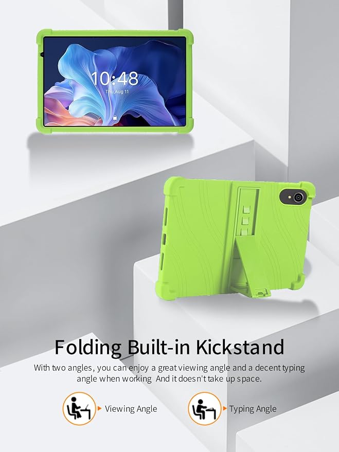 for ApoloSign EP103A 10.1 Tablet CaseBOVUGAC Soft Silicone Case Adjustable Stand Shockproof Kids Friendly (Black)