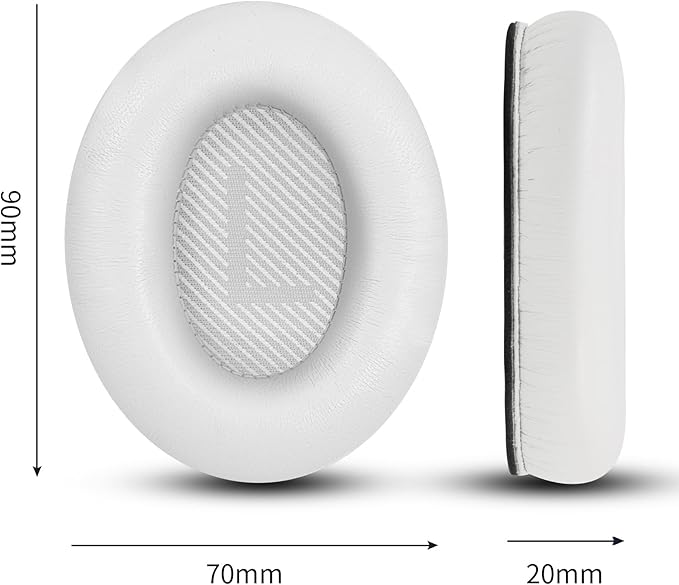 Headphones Replacement Ear Pads, Sheepskin Ear Cushions for Bose QuietComfort 35 (QC35) Improved Durability, Ear Pads Cushions with High-Density Foam, Thickness and Sound Isolation - White