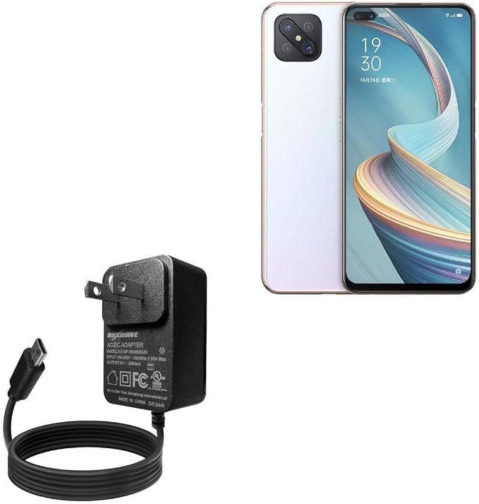 BoxWave Charger Compatible with Oppo A92s - Wall Charger Direct (15W) Rapid Charge Your Device with Built-in 3ft Cable