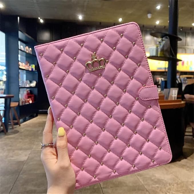 for iPad (A16) 11th Gen 11 Inch 2025/iPad 10th Generation 10.9 2022 Case with Pencil HolderCute Crown Diamond Elegant PU Leather Auto Sleep/Wake Stand Protective Case for iPad 10/11thBlack