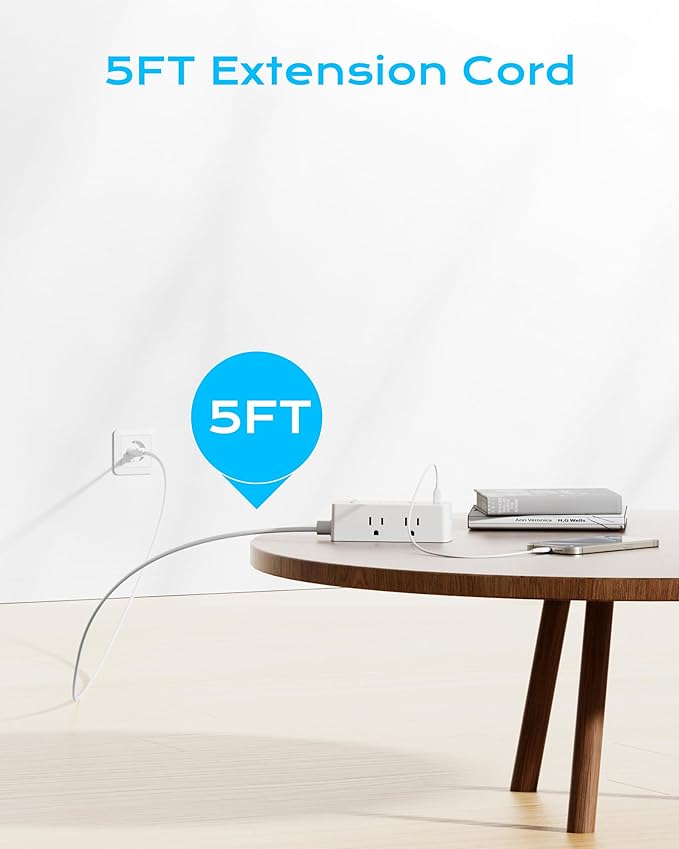 European Travel Plug Adapter, Olcorife Universal Travel Adapter for EU UK US AUS, 6 Outlets 3 USB Ports with 5ft Extension Cord, International Power Adapter for US to Europe UK AUS