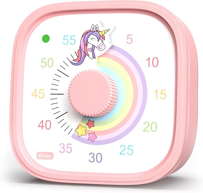 Visual Timer for Kids – Rainbow Ride Clock - Silent Time Management – 60 Minute Countdown – Focus and Productivity Tool – for Classroom, Toddlers, Study, Toothbrush – Fun Design – Adjustable Alarms