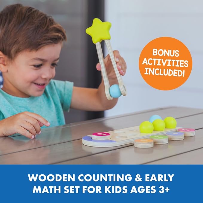 Educational Insights Count & Match Wooden Set - Counting Toys for Kids, Preschool Math Manipulatives & Fine Motor Skill Games, Toddler Learning Toys, Montessori Number Sets for Toddlers Ages 3+