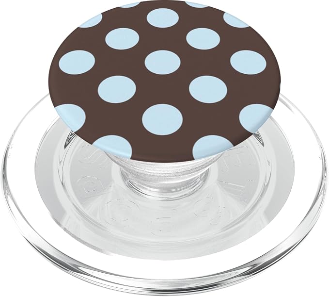 Light Blue Polka Dots On Brown PopSockets PopWallet for MagSafe