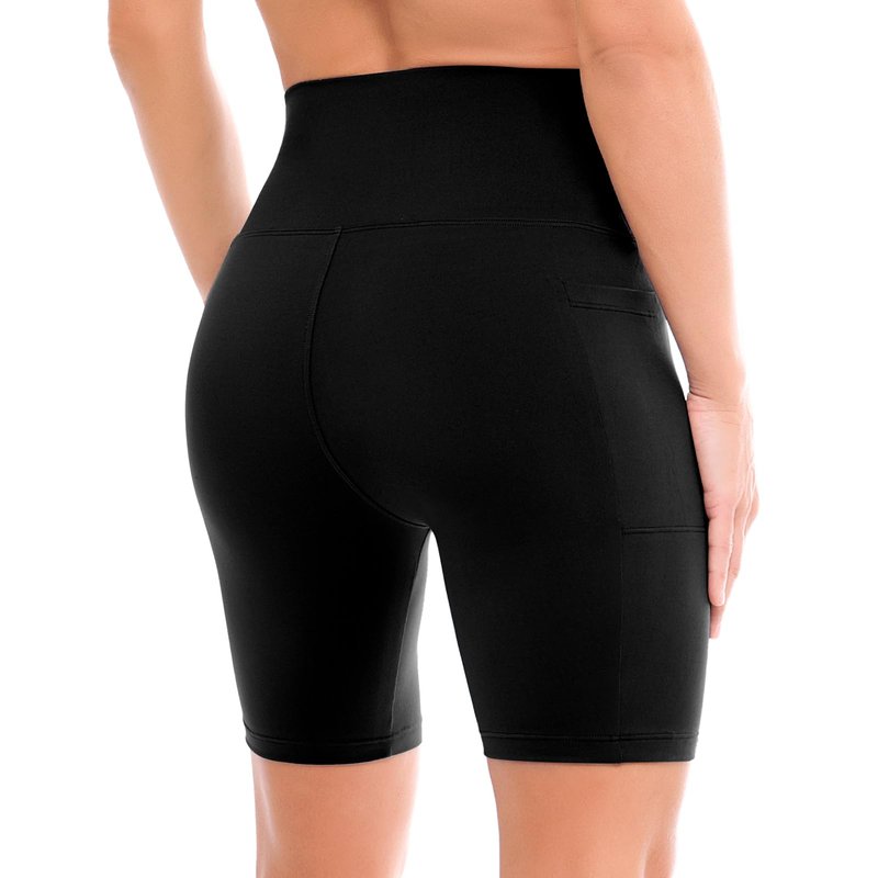 Ipletix Biker Shorts with Pockets for Women - 6'' High Waisted Womens Yoga Gym Athletic Running Workout Shorts Black LXL