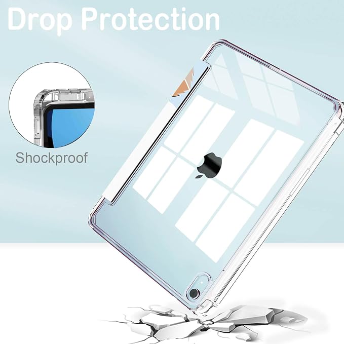 Feams Case for iPad mini 7 A17 Pro 2024/iPad Mini 6 2021 Slim Lightweight Trifold iPad mini 7 A17 Pro Case 8.3 Inch 2024 Clear Back Cover with Pencil Holder &amp Auto Sleep Blue Bow