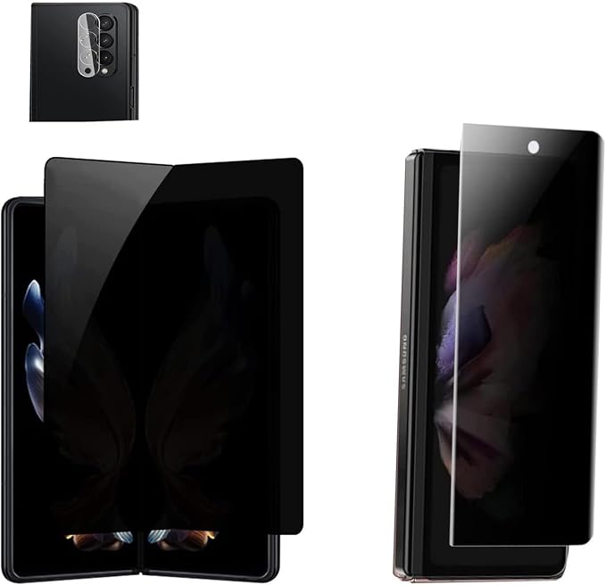 Privacy Screen Protector Designed for Samsung Galaxy Z Fold 4 Anti-peep 1PCS Outside +1PCS Inside Soft Film+ Clear Camera Lens Protector