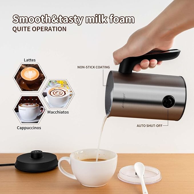 CIRAGO Milk Frother 4 in 1 Electric Milk Steamer Hot & Cold Foam Maker