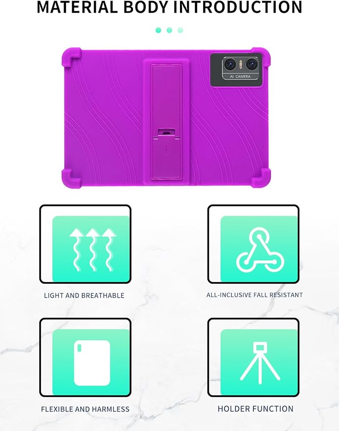 Case for DOMATON D105 Android 14 Tablet 2025 Tablets 10 inch，WUNIAK Shock Proof Lightweight Stand Rubber Shell Protective CoverKids Friendly Soft Silicone Adjustable Stand CoverBlack