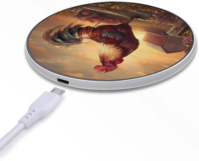 Farmhouse Rooster Chicken Sunset Wireless Charger SlimWireless Charging Pad Anti-Slip Charger Mat for Men Women
