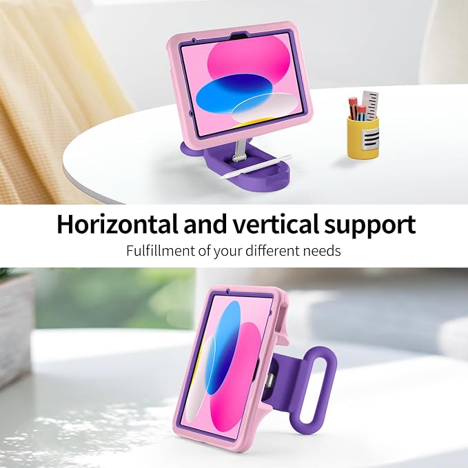 Kids Case for iPad (A16) 11th/10th Gen 10.9'' 2025/2022Adjustable Portrait/Landscape Stand/Drop Proof with HandleChild Friendly Case for iPad Air 11 (M4/M3/M2) 2026/2025/2024 (BlackBlue)