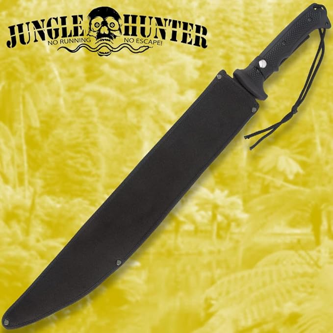 Black Legion Jungle Hunter Machete with Sheath | 25" Tactical Survival Machete Knife | Heavy Duty Sawback Blade for Yard Work & Gardening | Full Tang Stainless Steel | Outdoor & Camping Tool