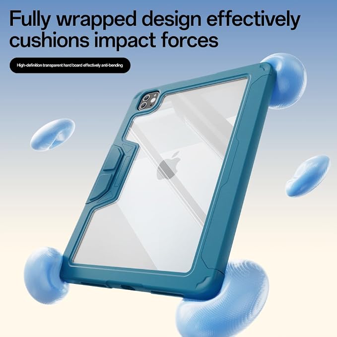 Case for iPad Pro 11 inch (4th/3rd/2nd Generation) 2022/2021/2020 | Y-Stand Shockproof Protective Cover with Pencil Holder Multi-Angle Stand Clear Hard Back (Black)