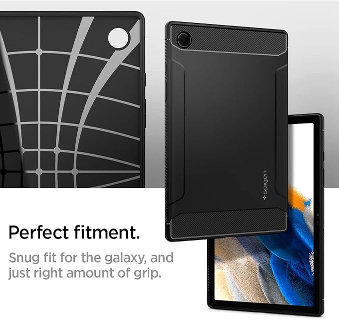 Spigen for Galaxy Tab A11+ Plus Case (2025) Rugged Armor Slim Protective Case with Carbon Fiber Design and Air Cushion Technology Matte Black