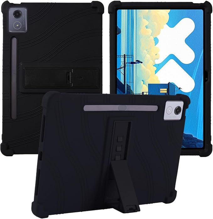 for Lenovo Idea Tab Pro 12.7 inch Tablet CaseBOVUGAC Soft Silicone Adjustable Stand Shockproof Kids Friendly for Lenovo Idea Tab Pro Tablet(Black)