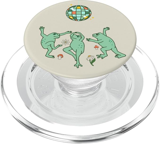 Funny Frog Disco Dance 70s 80s Groovy Hippie Funky Party PopSockets Adhesive PopGrip
