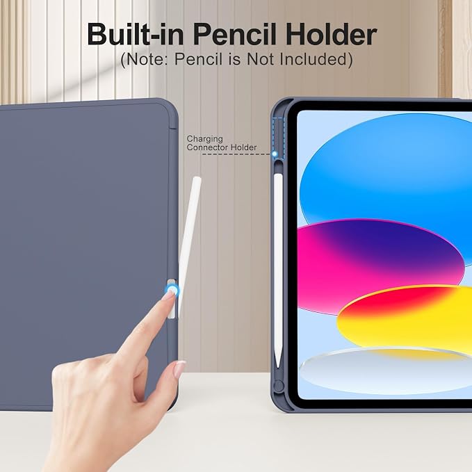 for iPad (A16) 11th Generation Case 11 Inch 2025 Black | for iPad 10th Generation Case 10.9 Inch 2022 with Pencil Holder Smart Trifold Stand Slim Protective Cover Auto Wake/Sleep