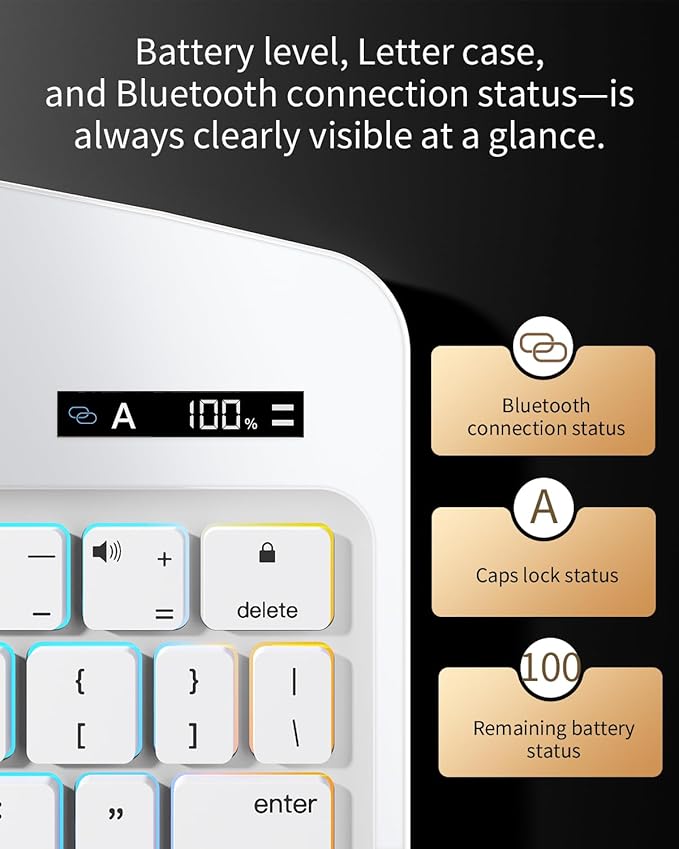 360°Rotation Bluetooth Keyboard Case for iPad 11th Gen（A16）10th 10.9 inch | iPad keyboard case 11/10th generationTouchpadKeyboard Battery Level Visualization360° rotateand 180° flip7-color backlit