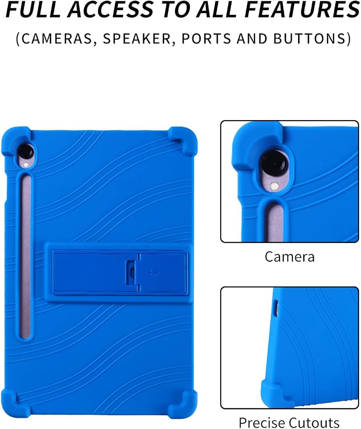 Case for Samsung Galaxy Tab S11 Tablet 11 inchWUNIAK Shock Proof Lightweight Stand Rubber Shell Protective CoverKids Friendly Soft Silicone Adjustable Stand CoverBlue