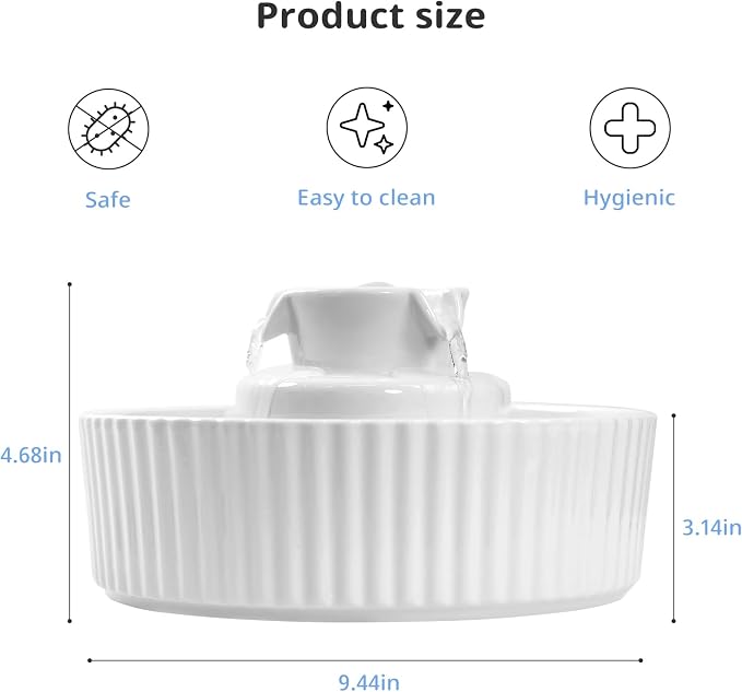 Ceramic Cat Water Fountain, 2.1L/71oz Cupcake Pet Water Fountain