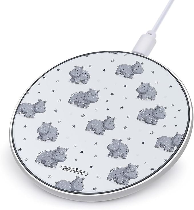 Hippo Print Wireless Charger SlimWireless Charging Pad Anti-Slip Charger Mat for Men Women