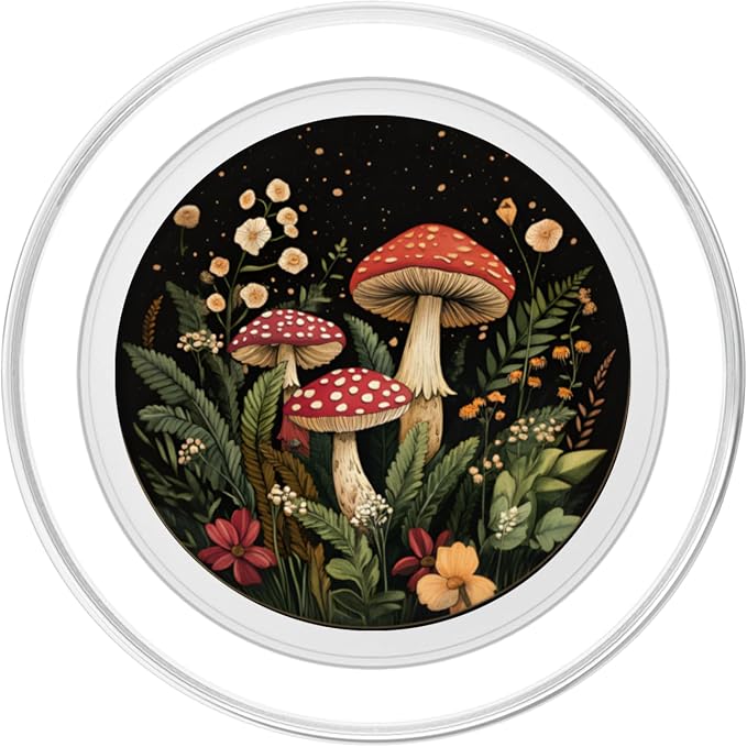 Mushroom PopSockets Adhesive PopGrip for Cell Phones - Black