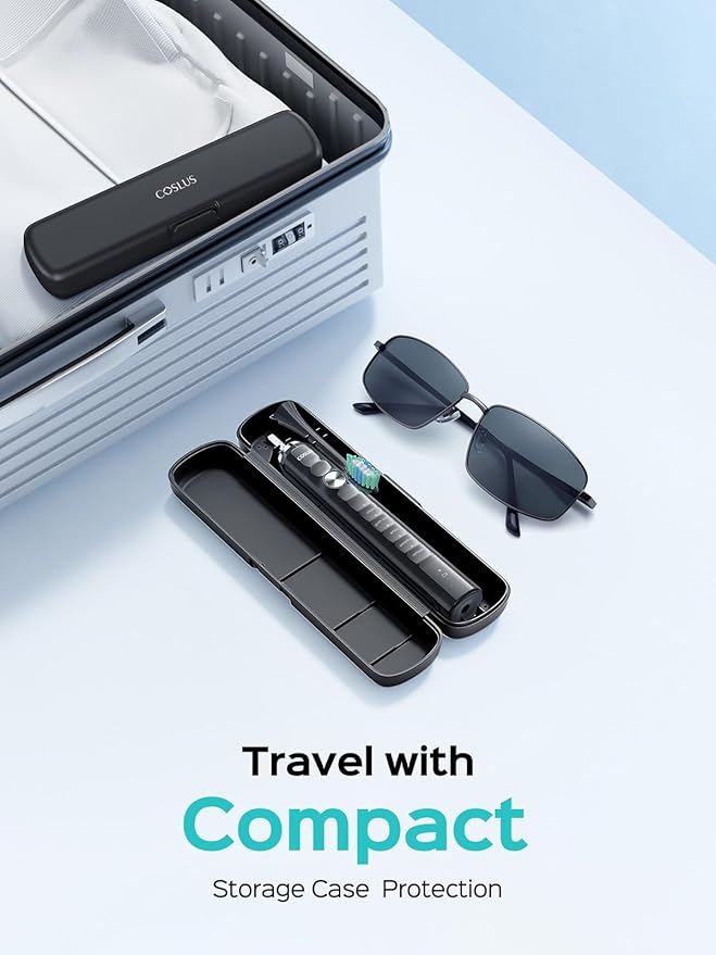 COSLUS Sonic Electric Toothbrush for Adults: 47000 VPM for Deep Cleaning & Whitening with Travel Case - 5 Modes for Sensitive Teeth & Braces, Wireless Charging, 6 Brush Heads for Family, Black (1PC)