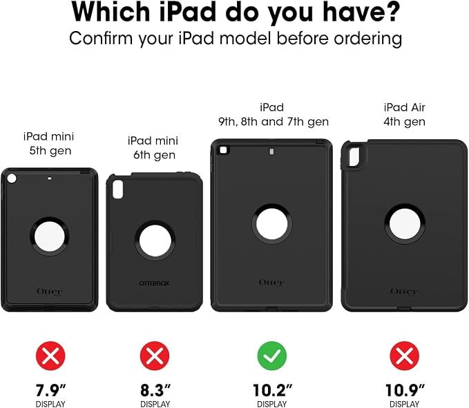OtterBox Made for Kids Case for iPad 7th 8th &amp 9th Gen (10.2 Display - 2019 2020 &amp 2021 Version) with Kickstand &amp car headrest Mount Holder - Brave Blue