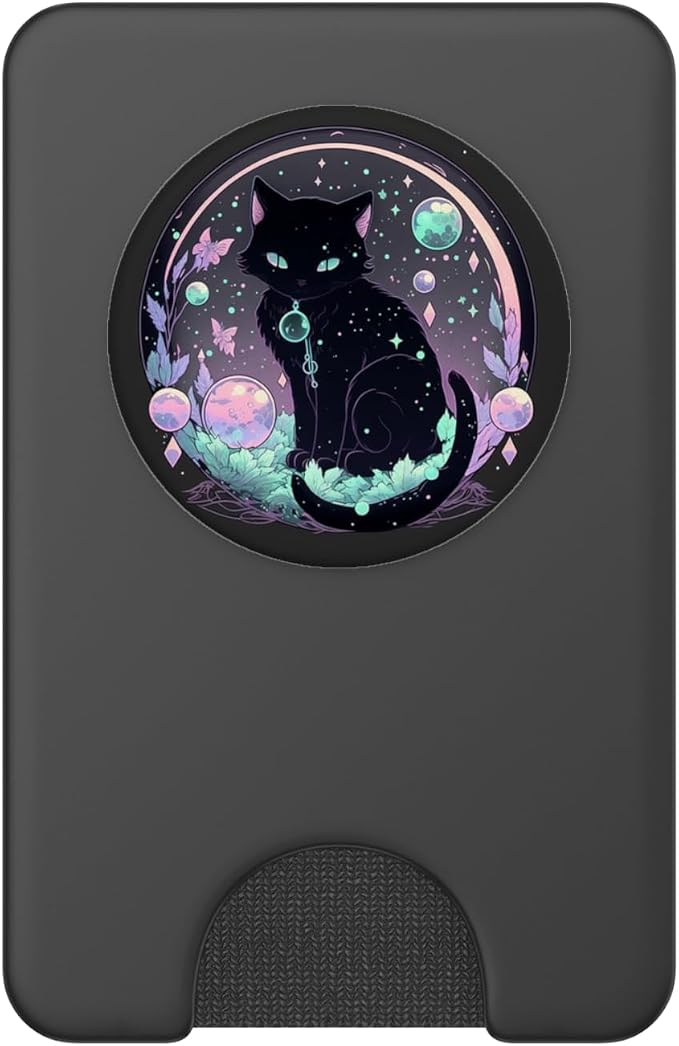 Moon Phases Crystal Witchy Cute Black Cat Kawaii Pastel Goth PopSockets Adhesive PopGrip
