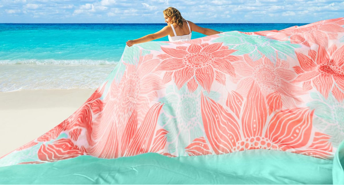 HIHOHO Waterproof Sandproof Beach Blanket Mat for 1-8 Adults, Quick Drying