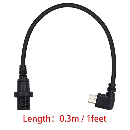 Duttek Micro USB Panel Mount Cable Left Angled 90 Degree Micro USB Mount Extension Dash Flush Cable Male to Female for Car Boat Motorcycle Truck Dashboard 30cm/12 Inch