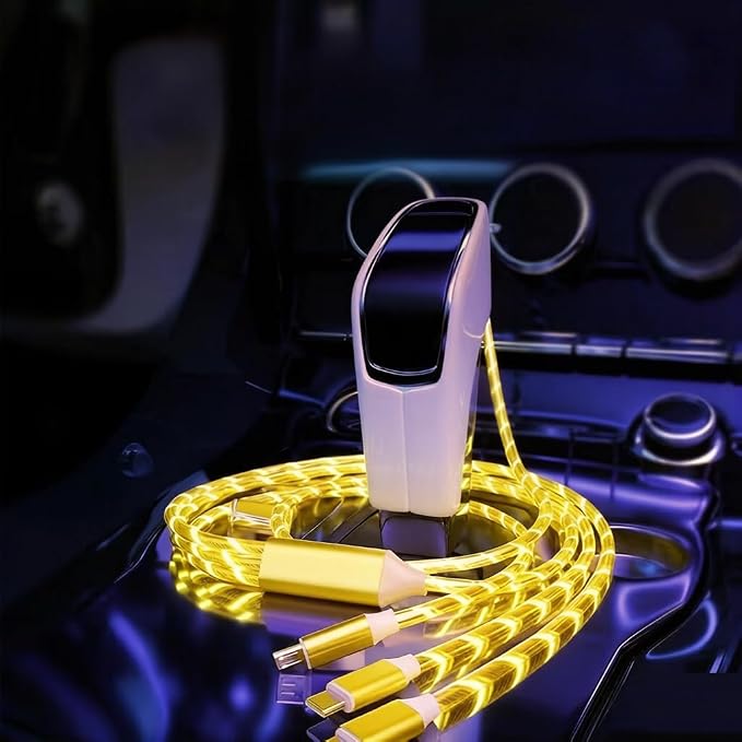 IHAO Multi Ports Charger Cable 3 Combinations in One Cable USB A to USB C/Micro USB PD Fast Charging Cord Lighted Up LED Flowing Compatible with Almost All Kinds of Electric Device-39Inches Blue