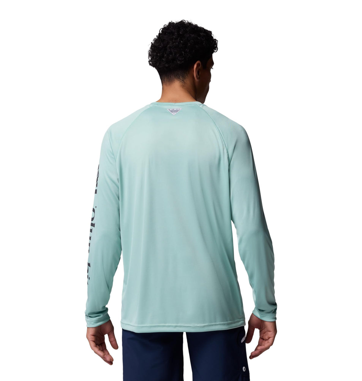 Columbia Men's PFG Terminal Tackle Long Sleeve Fishing Shirt, Misty Jade/Shark Logo, Large Tall