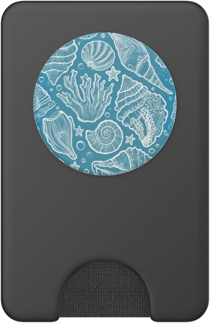 Aqua Seashell Coral Pattern PopSockets PopGrip for MagSafe