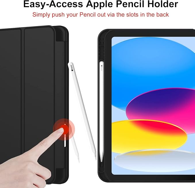 ProElite Smart Case for iPad (A16) 11th/10th Generation (2025/2022) Auto Sleep/Wake Cover Left Side Pencil Holder Soft Flexible Case Recoil Series - Black
