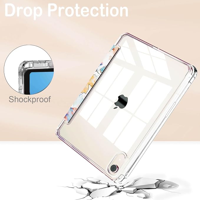 Feams Case for iPad mini 7 A17 Pro 2024/iPad Mini 6 2021 Slim Lightweight Trifold iPad mini 7 A17 Pro Case 8.3 Inch 2024 Clear Back Cover with Pencil Holder &amp Auto Sleep Blue Bow