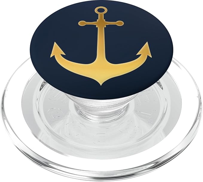 Golden Anchor nautical design On Dark Navy Blue PopSockets Adhesive PopGrip