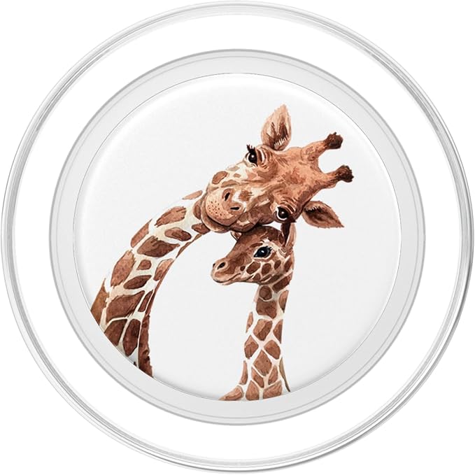 Giraffe Mom Daughter Love Watercolor Africa Cute PopSockets Adhesive PopGrip
