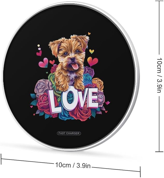 I Love Yorkshire Terrier Dog Wireless Charger SlimWireless Charging Pad Anti-Slip Charger Mat for Men Women