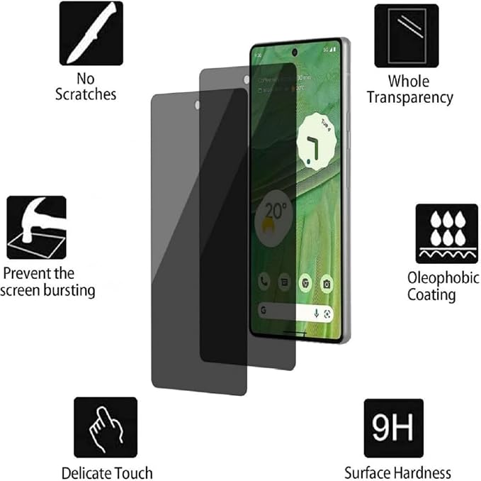 3 Pack Privacy Screen Protector for Google Pixel 4 9H Hardness [Anti-Scratch] Full Coverage Anti-Spy Tempered Glass Film for Google Pixel 4 [Don’t Support Fingerprint Unlock] | 9H Hardness Anti-Spy T