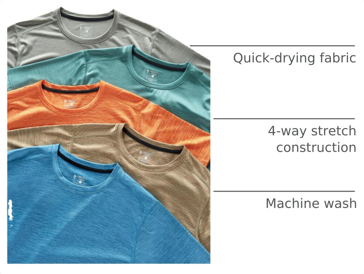 5 Pack Men’s Active Quick Dry Crew Neck T Shirts | Athletic Running Gym Workout Short Sleeve Tee Tops Bulk (Set 10, Medium)