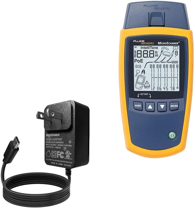 BoxWave Charger Compatible with Fluke Networks MicroScanner 2 - Wall Charger Direct (15W) Rapid Charge Your Device with Built-in 3ft Cable